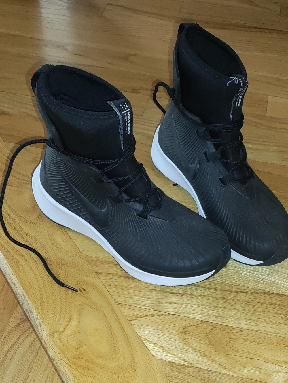 Nike Kids Black and White High-Top Sneakers/Rubber Boots